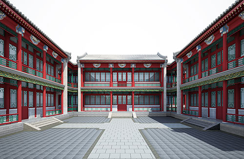 普洱北京四合院设计古建筑鸟瞰图展示
